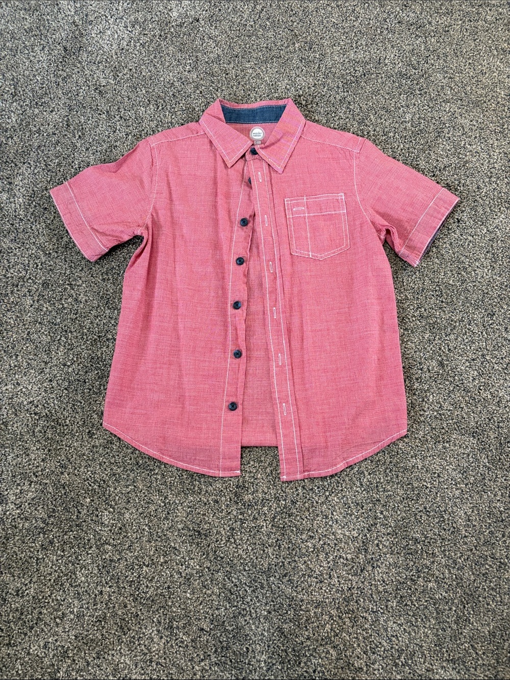 Boys wonder nation Red & White Short-Sleeve Button-Down Shirt Size 8